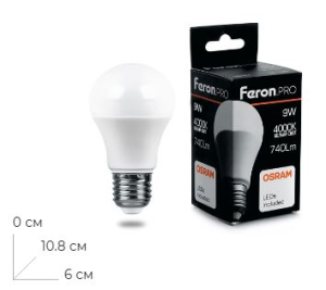 ����� ������������ Feron.PRO LB-1009 ��� E27 9W 175-265V 4000K 38027
