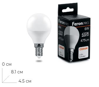 ����� ������������ Feron.PRO LB-1406 ����� E14 6W 175-265V 4000K 38066