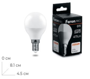 ����� ������������ Feron.PRO LB-1406 ����� E14 6W 175-265V 4000K 38066