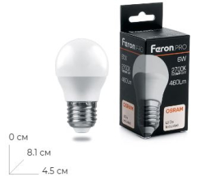 ����� ������������ Feron.PRO LB-1406 ����� E27 6W 175-265V 2700K 38068