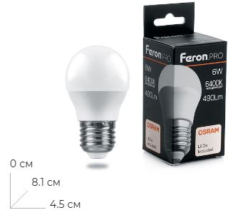 ����� ������������ Feron.PRO LB-1406 ����� E27 6W 175-265V 6400K 38070