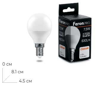 ����� ������������ Feron.PRO LB-1407 ����� E14 7.5W 175-265V 2700K 38071