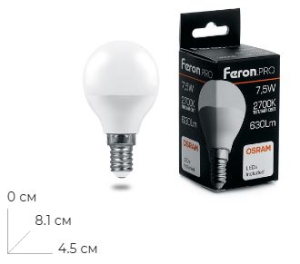 ����� ������������ Feron.PRO LB-1407 ����� E14 7.5W 175-265V 2700K 38071