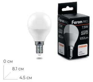 ����� ������������ Feron.PRO LB-1407 ����� E14 7.5W 175-265V 4000K 38072