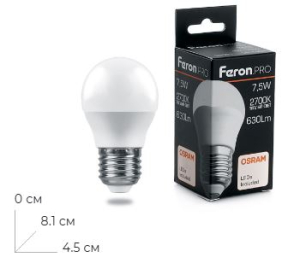 ����� ������������ Feron.PRO LB-1407 ����� E27 7.5W 175-265V 2700K 38074