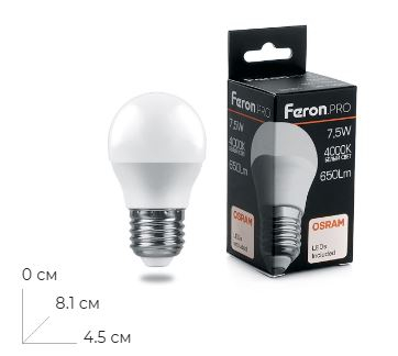 ����� ������������ Feron.PRO LB-1407 ����� E27 7.5W 175-265V 4000K 38075
