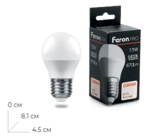 ����� ������������ Feron.PRO LB-1407 ����� E27 7.5W 175-265V 6400K 38076