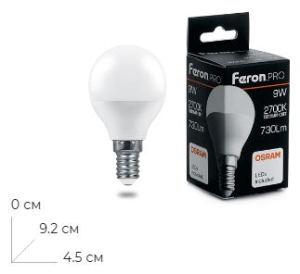 ����� ������������ Feron.PRO LB-1409 ����� E14 9W 175-265V 2700K 38077