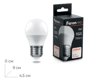 ����� ������������ Feron.PRO LB-1409 ����� E27 9W 175-265V 6400K 38082