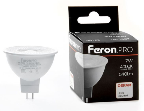 ����� ������������  � ������ 110 �������� Feron.PRO LB-1607 G5.3 7W 175-265V 4000K 38186
