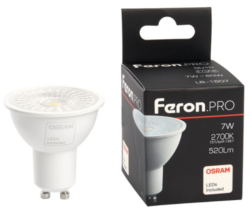 ����� ������������ Feron.PRO LB-1607 GU10 7W 175-265V 2700K 38182 � ������ 110 ��������